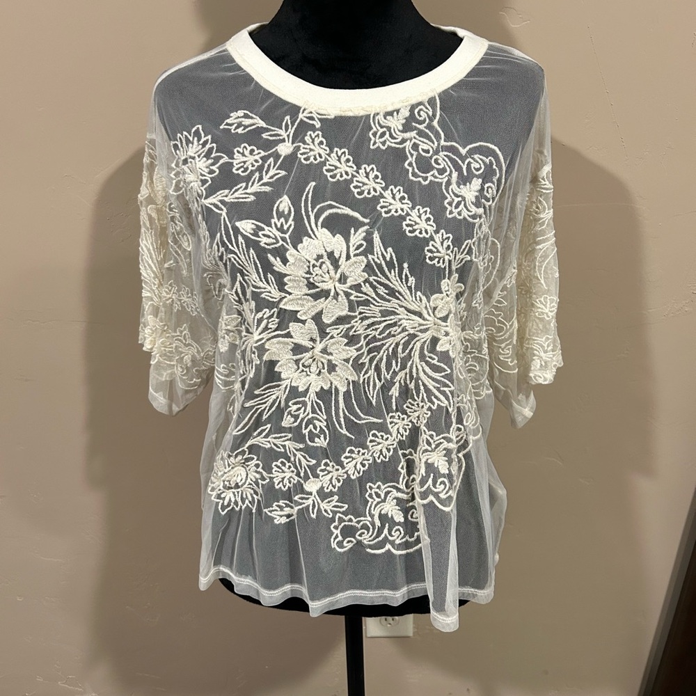 Anthropologie Sheer Floral Top